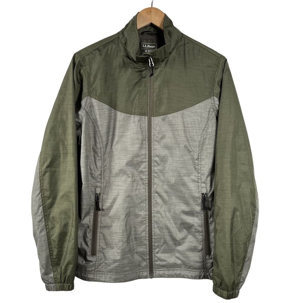 L.L. Bean Womens Packable Lightweight Windbreaker Olive Green Sz Medium